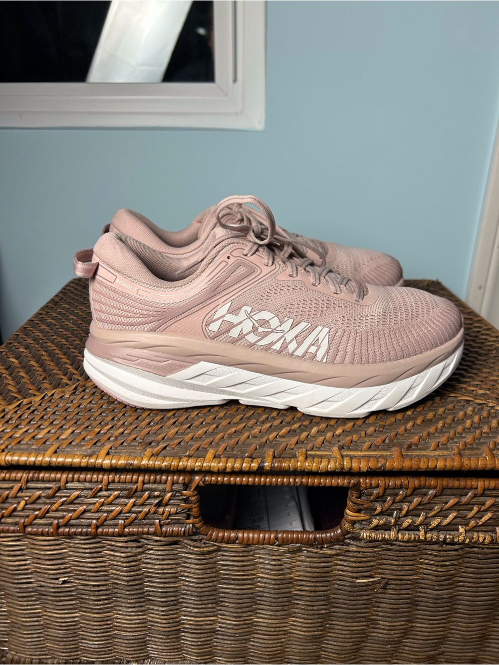 Hoka One Bondi 7 Shoes Blush Pink Women’s 9.5 Wide Athletic Running Active Wear - Picture 4 of 9